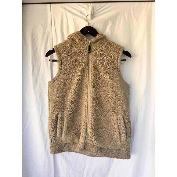MINI BODEN SHERPA FLEECE VEST Girls Size 11-12Y Hooded Floral Lining Full Zip - Picture 1 of 9